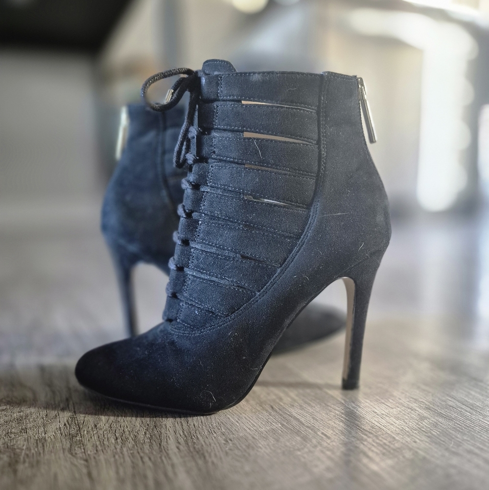 Lace Up Black Heel Ankle Boots
